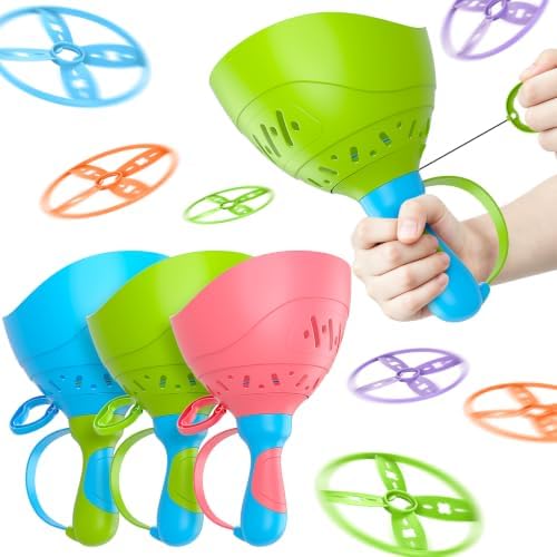 4 Pack Flying Disc Launcher Toy, Outdoor Toys Yard Gamesfor Kids Ages 4-8 by Unknown