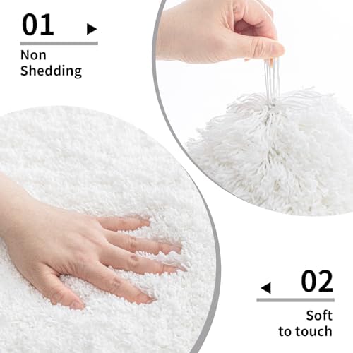 Disolla White Bathroom Runner Rug 24x59, Non-Slip Soft Plush Large Bath Mat - Image 4
