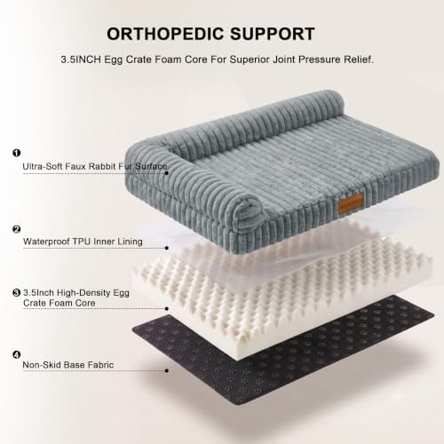 Orthopedic Medium Dog Bed Furry Pet Bed, Washable Cover 30''X20'' - Image 6