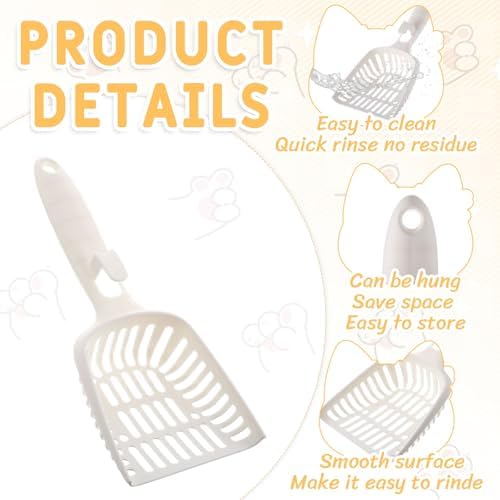 24 Pieces Cat Litter Scoop Bulk Plastic Long Handle White - Image 4