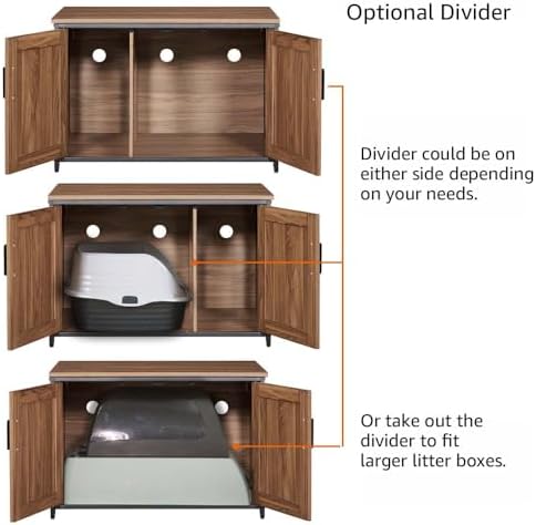 unipaws Top Opening Cat Litter Box Enclosure Furniture, Flip Top Design - Image 5