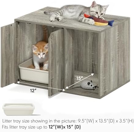 Furinno Peli Cat Litter Box Enclosure, 24 Inch Hidden Litter Box Furniture - Image 4