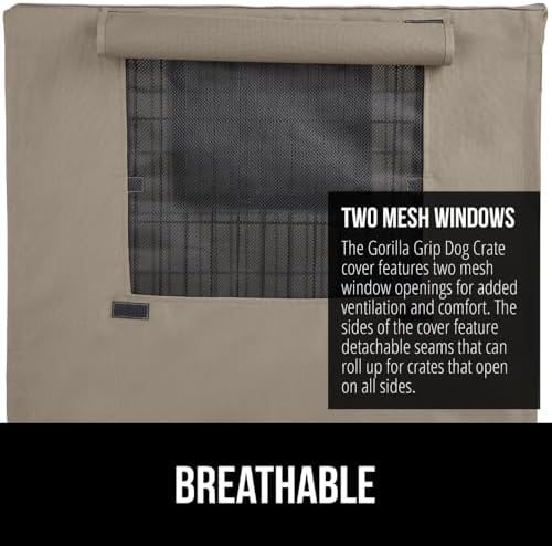 GORILLA GRIP Dog Crate Covers, Wire Kennel Topper, 30 in, Light Taupe - Image 4