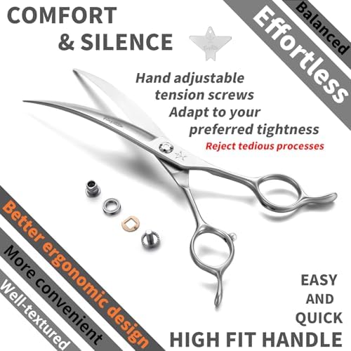 High-end Professional Dog Grooming Curved Scissors Pet Curved Shears 7.5 Inches - Image 4