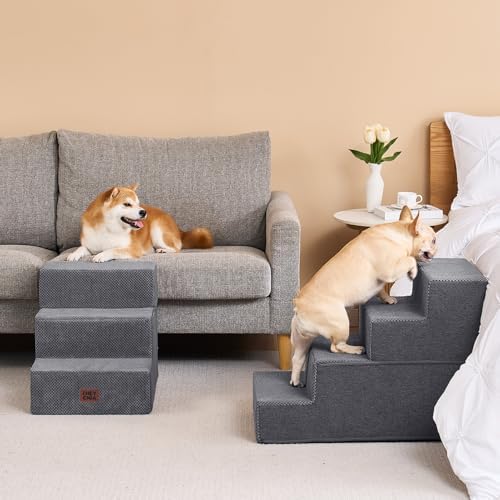 EHEYCIGA Dog Stairs for Bed 20" H, 4-Step Extra Wide Dog Steps - Image 5