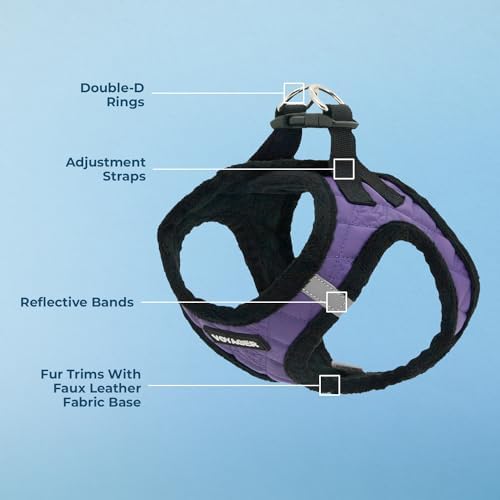 Voyager Step-in Plush Dog Vest Harness -Purple Faux Leather - Image 3