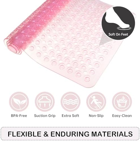 Non-Slip Bathtub and Shower Mats, Power Grip Bath Mat 35 x 16.3 Inch - Image 5