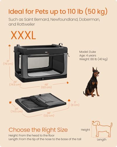 Feandrea Collapsible Dog Crate, Portable Oxford Fabric Pet Carrier - Image 6