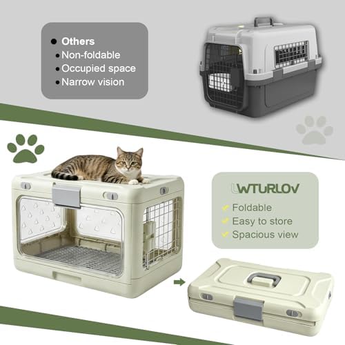 Collapsible Hard Cat Carrier Small Dog Cat Travel Crate Pet Clear - Image 6
