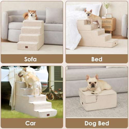 EHEYCIGA Dog Stairs 13.5" H, 3-Step Extra Wide Dog Steps - Image 7