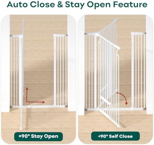 53in Extra Tall Cat Gate for Doorway, 29.5-40.6in Auto Close Pet Gate-White - Image 3