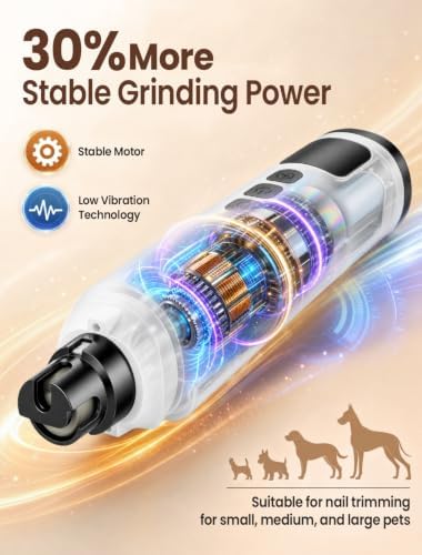 Dog Nail Grinder, Quiet 6-Speed Electric Pet Nail Trimmer - Image 6