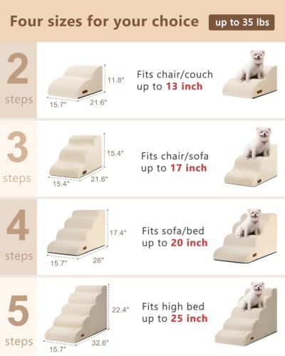 Aodisman Dog Stairs for High Beds, 5 Step Pet Ramp for Dogs and Cats, 22.4" H - Image 2