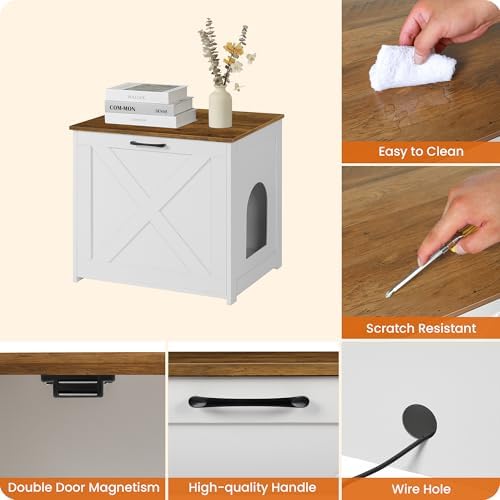 Dwanton Cat Litter Box Enclosure, Hidden Litter Box Furniture, 23.6 Inches - Image 6