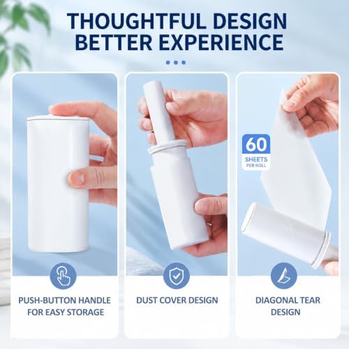 Mini Travel Lint Roller Works Great On Pet Hair w/Dust Cover, 120 Sheets - Image 4