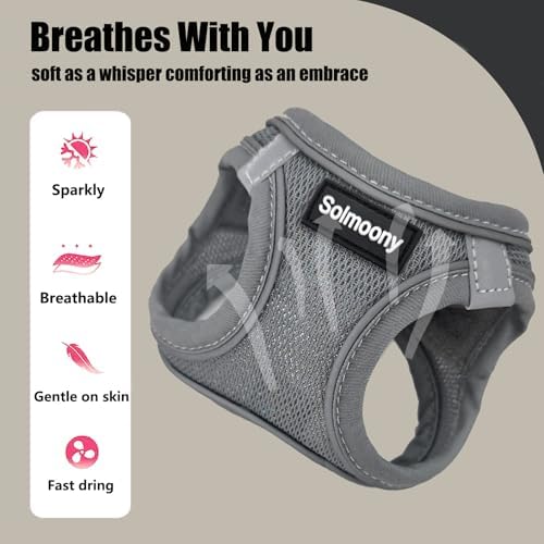 Solmoony Sparkly XXS Dog Harness and Leash Set, Step in Soft Light Puppy Vest - Image 4