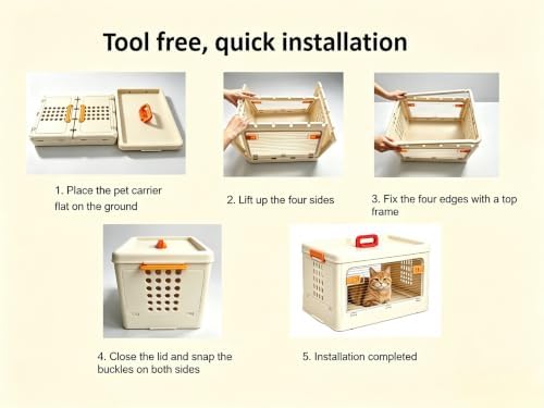 Pet Carrier for Cat & Dog, 19-in Collapsible Cat Carrier Hard, Portable Crate - Image 5