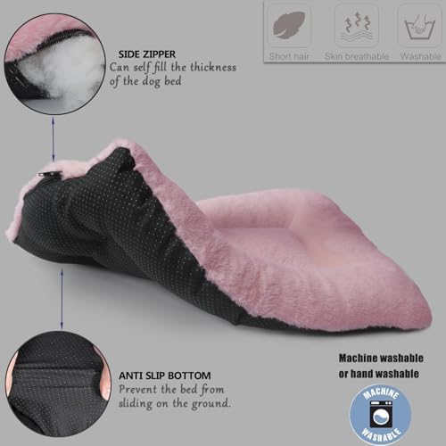 Pink Dog Bed for Crate or Cage 22 Inch for Extra Small Dogs, Soft Fluffy Comfy - Image 5