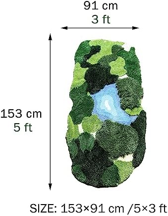 3x5 Feet 3D Moss Rug, Shag Carpet Tropical Area Rugs Non Slip Turf Rug Indoor - Image 3