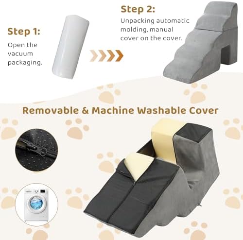 5-Step Pet Stairs for Dog, Curved Dog Stairs Ramp for High Beds 29.1" H - Image 5