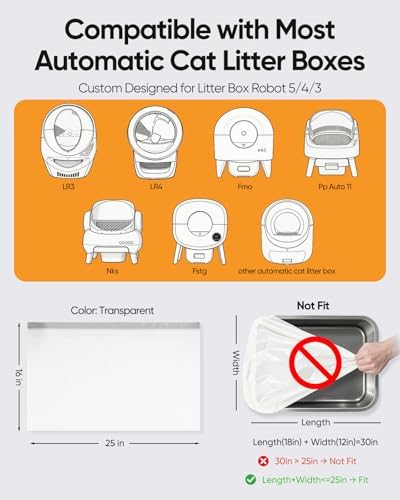 45 Pack Cat Litter Box Robot 4/5/3 Waste Bags, Transparent, Pre-Separated - Image 2