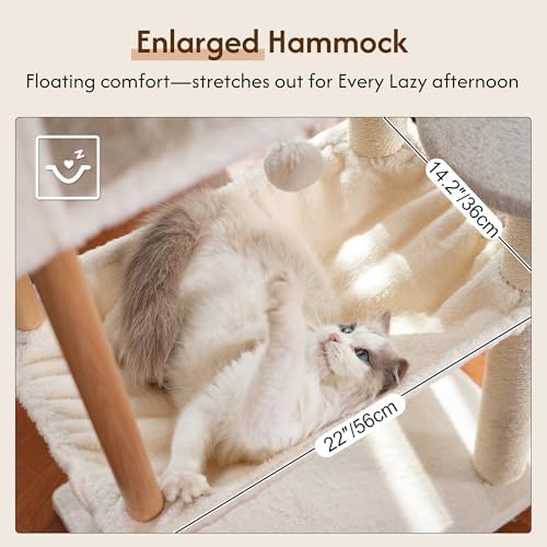 53" Modern Cat Tree with Hammock & Full Sisal Post - Image 3