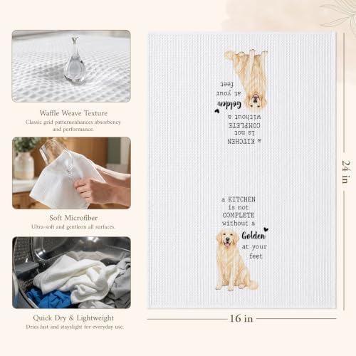 Golden Retriever Kitchen Towel, Funny Dog Lover Gift - Image 2