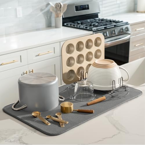 S&T INC. Dish Drying Mat, Charcoal Grey - Image 2