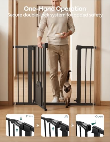 Babelio 36" Tall Dog Gate with Adjustable Cat Door, CatPrivilege I - Image 5