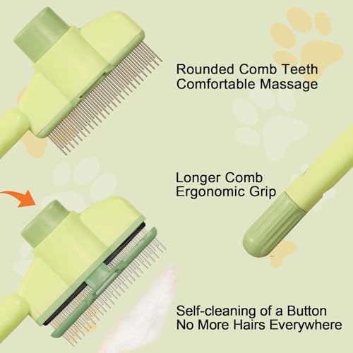 Dogs and Cats Comb with Release Button, Pet Hair Removal Tools with Safe - Image 4