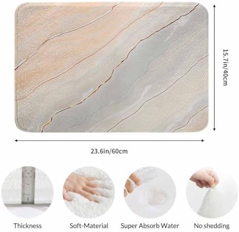 Marble Bath Mat for Bathroom Light Marble Texture Stone Rock Floor Grey Pink - Image 3