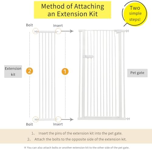 Lumizone Extra Tall Cat Gate Extension Kit 55.12" High 12.6" Wide White - Image 2