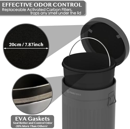 PAWZIDEA Dog Poop Trash Can Outside Odor Control, 3.1 Gallon, Waterproof - Image 2