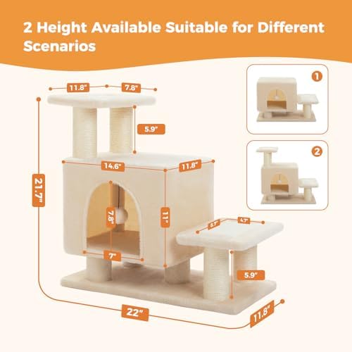 3-in-1 Cat Stairs with Scratching Post & Condo, Pet Steps - Image 2