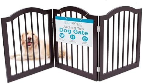 INTERNET'S BEST Arched Top Dog Gate | 3 Panel, and Porch | Portable, Extra Wide by BIRDROCKHOME
