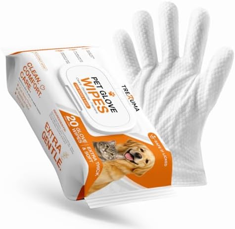 Pet Glove Wipes for Dogs & Cats by TREZUMA