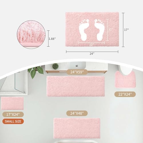 Disolla Pink Bathroom Rugs 17x24, Non-Slip Plush Small Bath Mat - Image 2