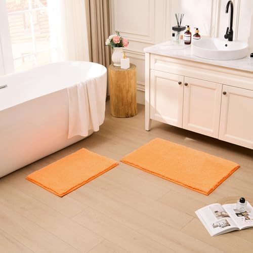 CozeCube Orange 24"x16" Shaggy Non Slip Soft Washable Bath Mat - Image 4