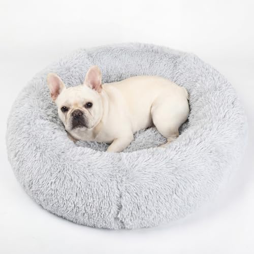 nononfish Plush Donut Dog Bed for Small Dogs, Cozy Round Pet Bed by nononfish