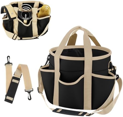 Abbylike Grooming Tote, 10.63 x 10.63 x 9.45 Inch, Khaki and Black by Abbylike
