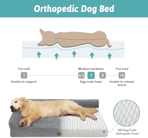 COZY KISS Orthopedic Dog Bed for Extra Large Dogs, L Shaped XL 44x32 inch - Image 3