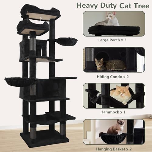 68 Inches Multi-Level Large and Tall Cat Tree Tower - Image 2