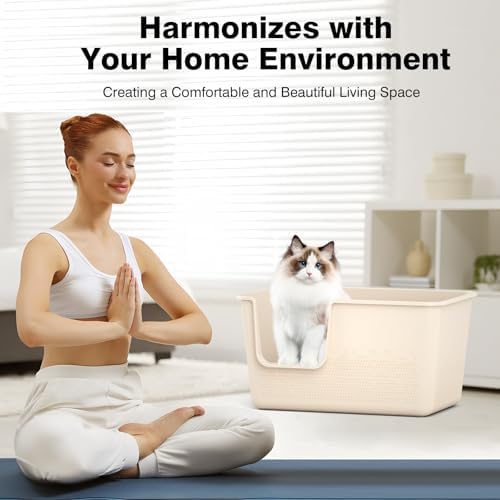 Cat Litter Box with High Sided, 24.8" Lx14.9 Wx13.0 H, Extra Large Cat Litter - Image 5
