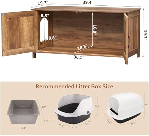 Homhedy 39.4" L Cat Litter Box Enclosure - Image 5
