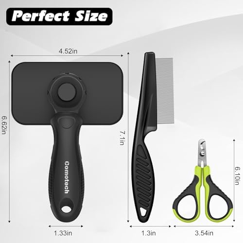 Comotech 3PCS Cat Grooming Supplies, Cat Brush & Nail Clipper/Trimmer & Flea - Image 6