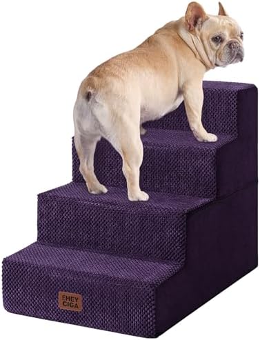 EHEYCIGA Dog Stairs for Bed 18" H, Dog 4-Steps for High Bed by EHEYCIGA