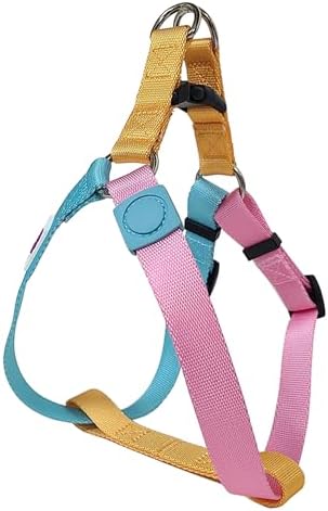 Blue Pink Tri-Color Small Dog Harness, Adjustable Step-in by Pawhuggies
