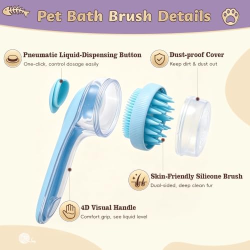 Dog Bath Brush, 3 in 1 Pet Grooming Bath Massage Brush - Image 4