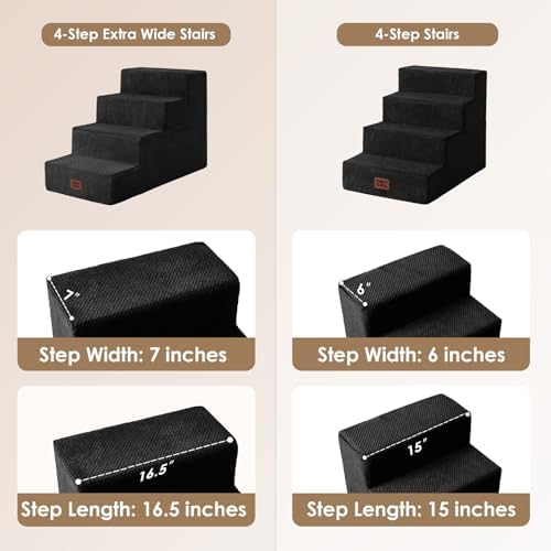 EHEYCIGA Dog Stairs for Bed 18" H, 4-Step Extra Wide Dog Steps - Image 2
