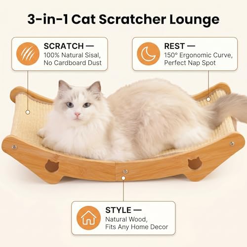 Cat Scratcher & Scratching Lounge, 3-in-1 Sisal Bed & Hammock - Image 2